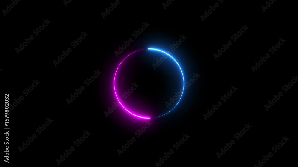 Aufkleber glowing neon light ellipse neon frame border line animation. neon glowing frame border animation alp