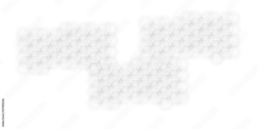 Poster blurred white hexagonal pattern creates subtle geometric background. perfect for adding a modern tex