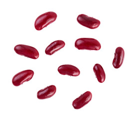 red beans isolated on white background, flat lay, top view