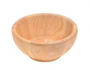 Wooden bowl isolated on white background. have paths