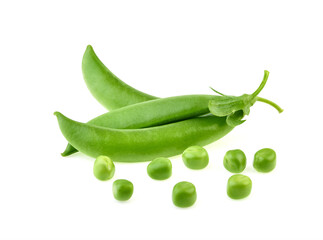 fresh green peas isolated on white background