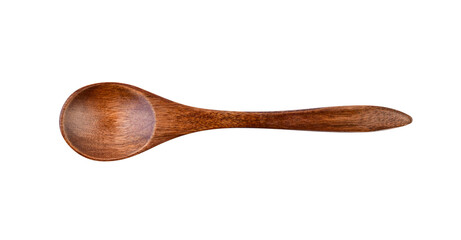 Top view Wooden spoon isolated on white background