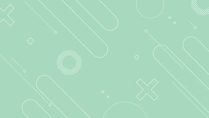 Abstract Background with Memphis Retro Style Element and Green Soft Pastel Color