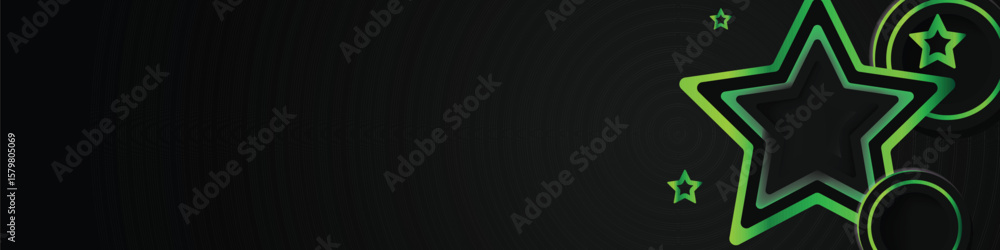 Poster abstract dark horizontal cover and banner with stars gradient green shape element design