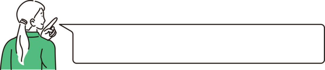 笑顔のビジネスウーマンと吹き出しのシンプルなイラスト素材