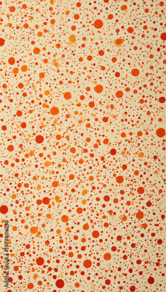 Aufkleber colorful abstract pattern featuring various sizes of red and orange circles on a light background.