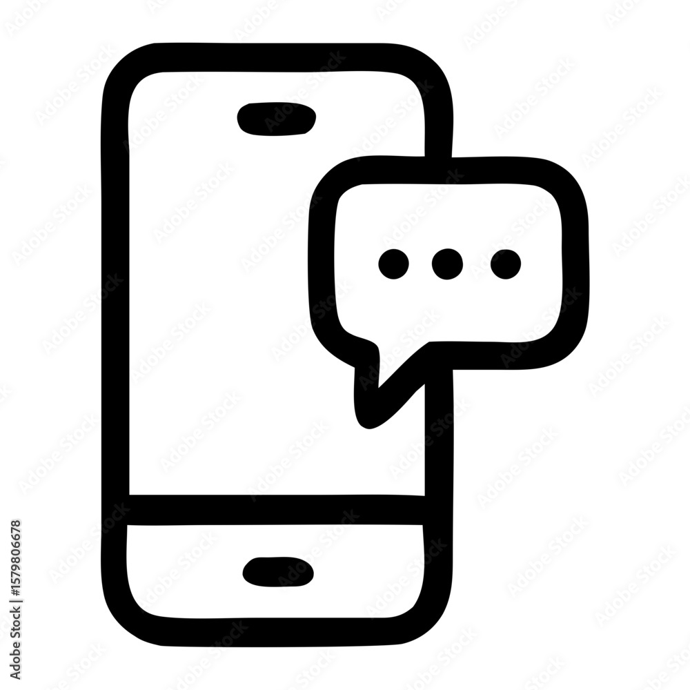Poster outline handdrawn mobile phone message bubble shape icon symbol design