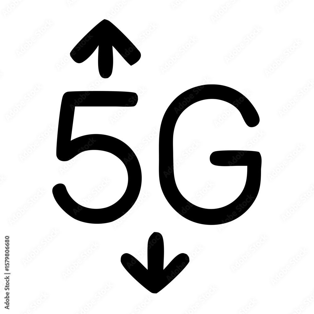 Poster simple line style 5g network technology connection signal icon symbol