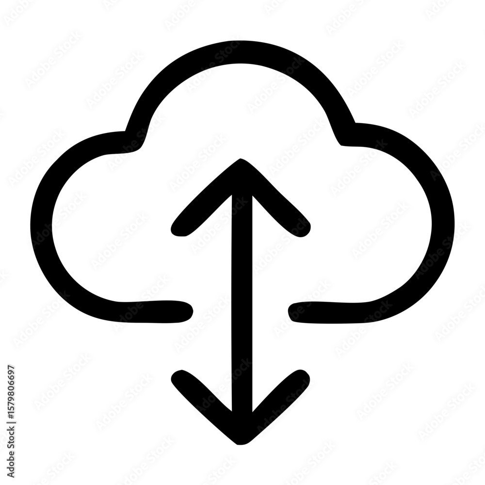 Poster simple outline cloud upload download data transfer arrow icon