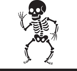 Funny Dancing Skeleton Silhouette Vector Illustration

Spooky Halloween Skeleton in Dynamic Dance Pose

Dancing Bones Silhouette for Halloween Party Design

Creepy Cartoon Skeleton Vector in Motion

H