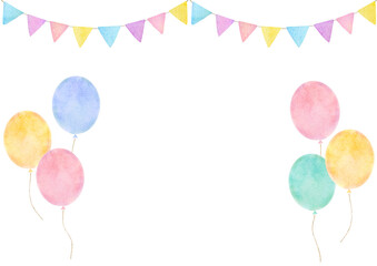 風船　水彩　お祝い　イラスト