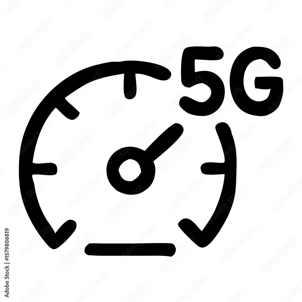 Poster simple line speedometer 5g icon representing fast internet connection technology