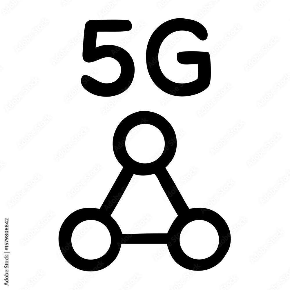 Poster minimalist line art 5g network connectivity node connection abstract icon