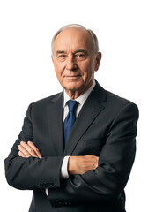 Confident successful senior portrait on isolated white background. 