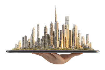Modern Cityscape on Tablet