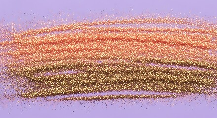 Waves of shimmering glitter against a lavender background, Abstract design featuring lines of sparkling glitter on a pale purple surface