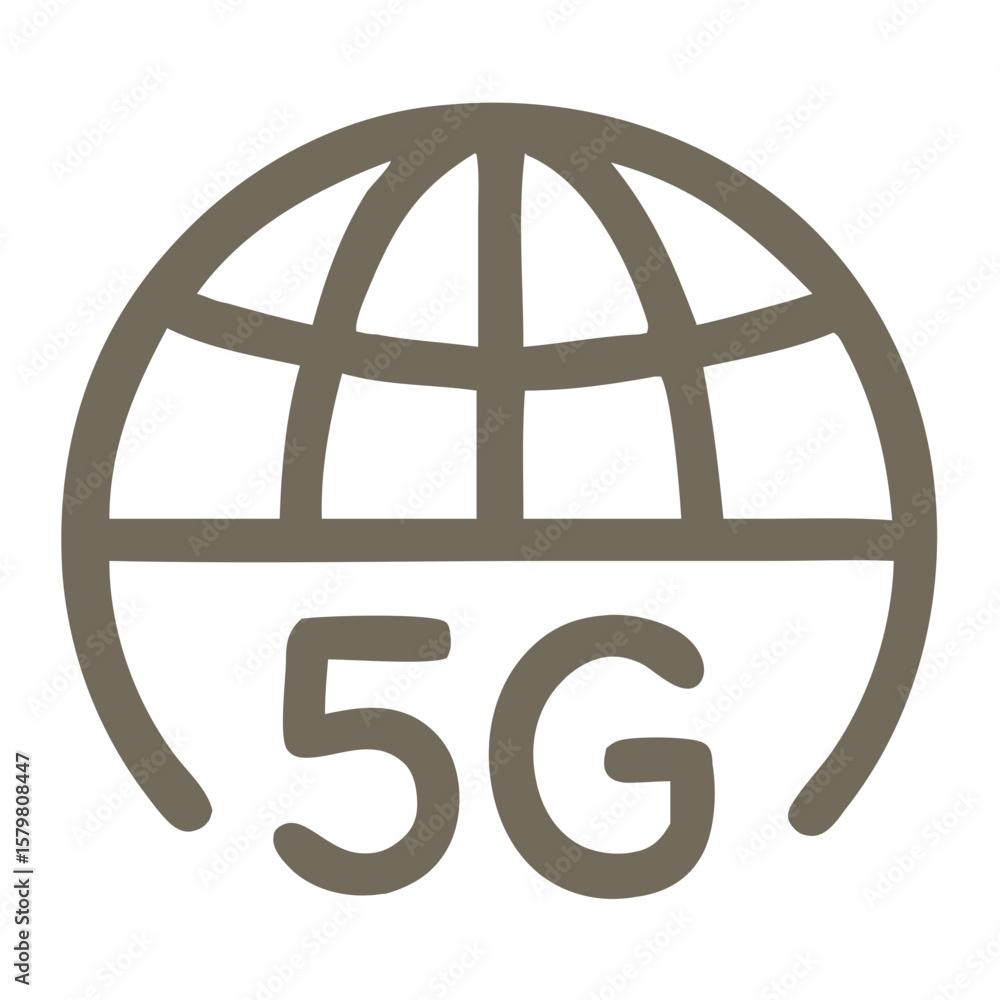 Aufkleber simple outline globe 5g network technology connection communication icon