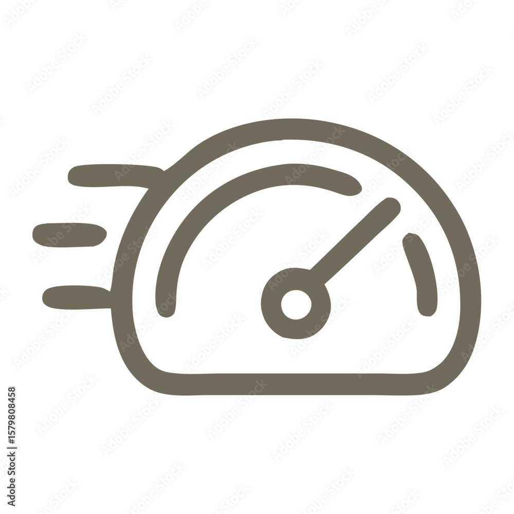 Poster simple handdrawn speedometer dashboard interface velocity indicator icon