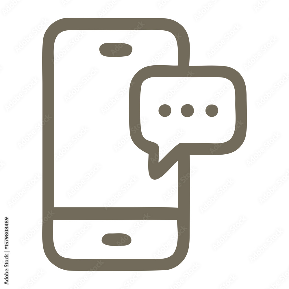 Poster outline handdrawn mobile phone message bubble shape icon symbol design