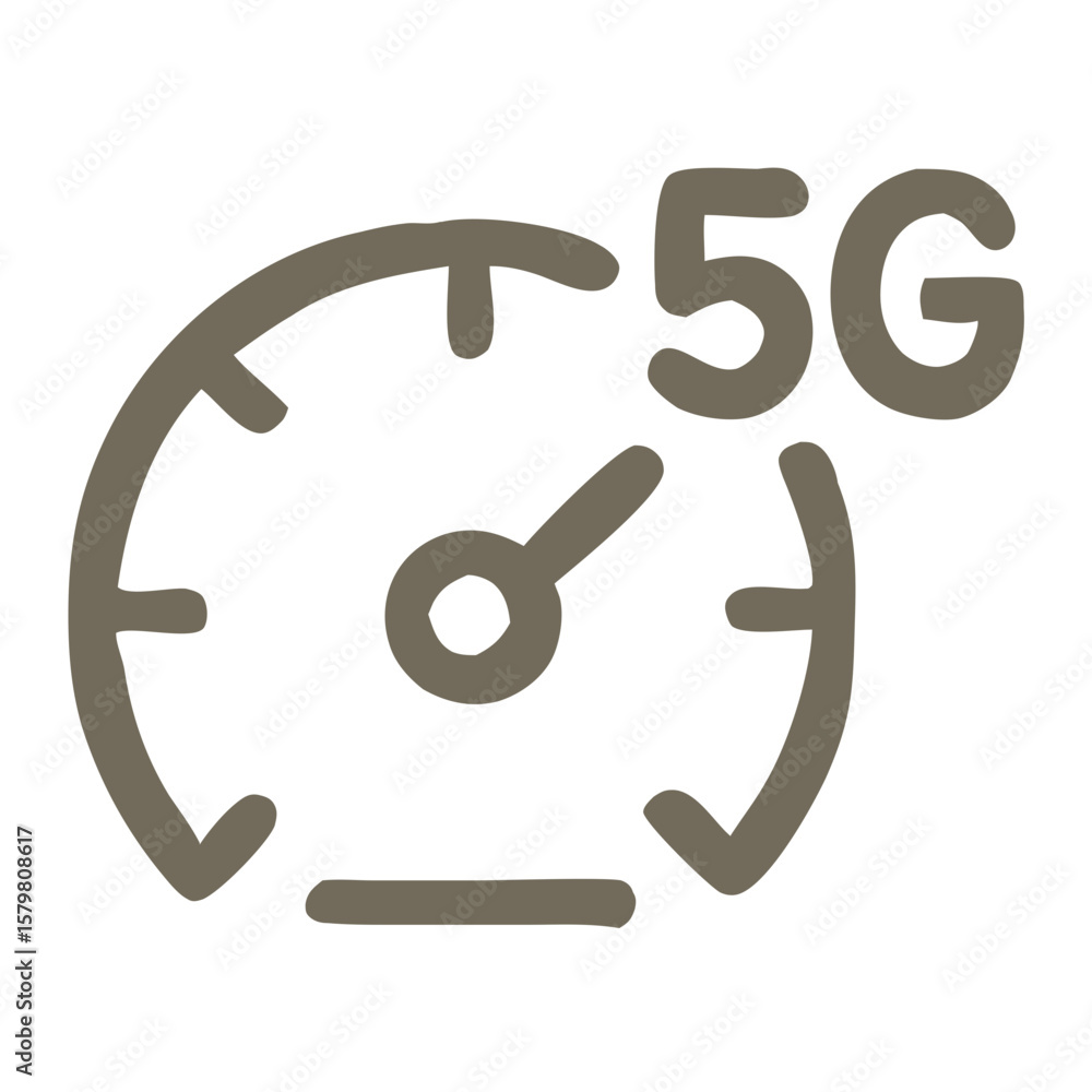 Poster simple line speedometer 5g icon representing fast internet connection technology