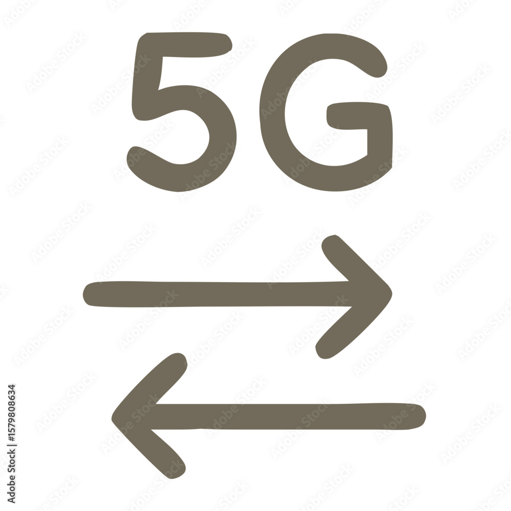 Aufkleber handdrawn simple 5g network connection arrow technology communication icon