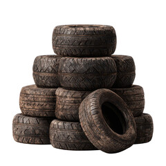 Obraz premium Stack of dirty tires (1)