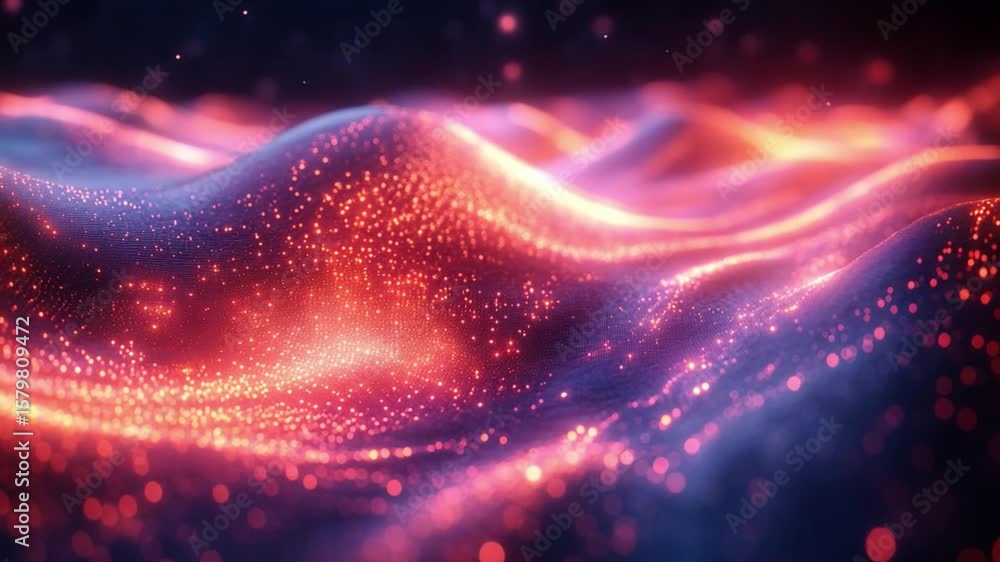 Aufkleber abstract glowing particle waves: an artistic depiction of abstract, flowing particle waves in vibran