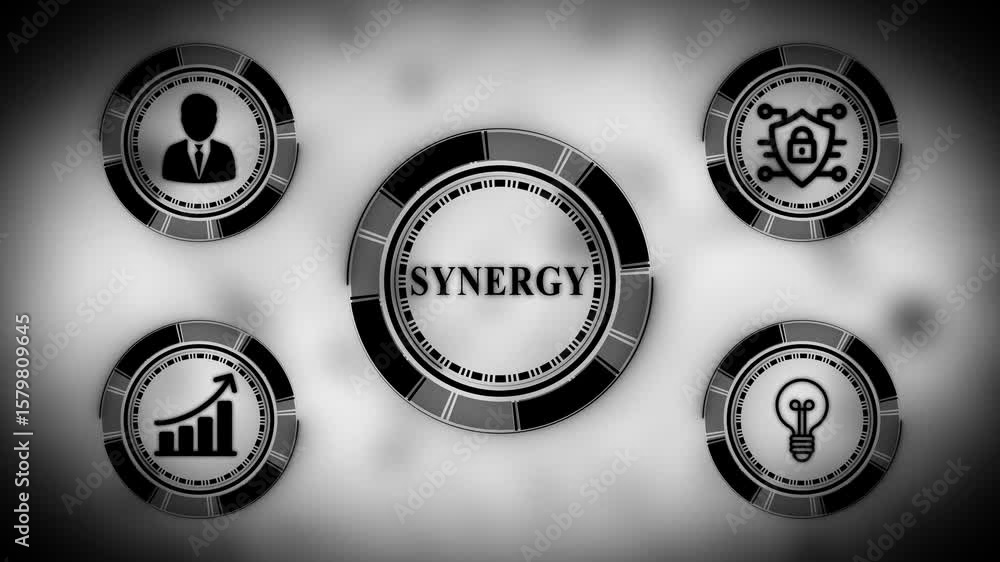 Aufkleber elegant black and white abstract design featuring synchronisation concept and circular elements