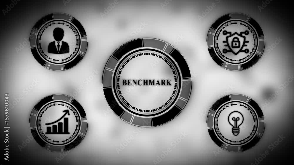 Poster elegant black and white abstract clock animation with modern design elements