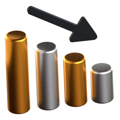 Decrease 3D Icon Black and Gold Design