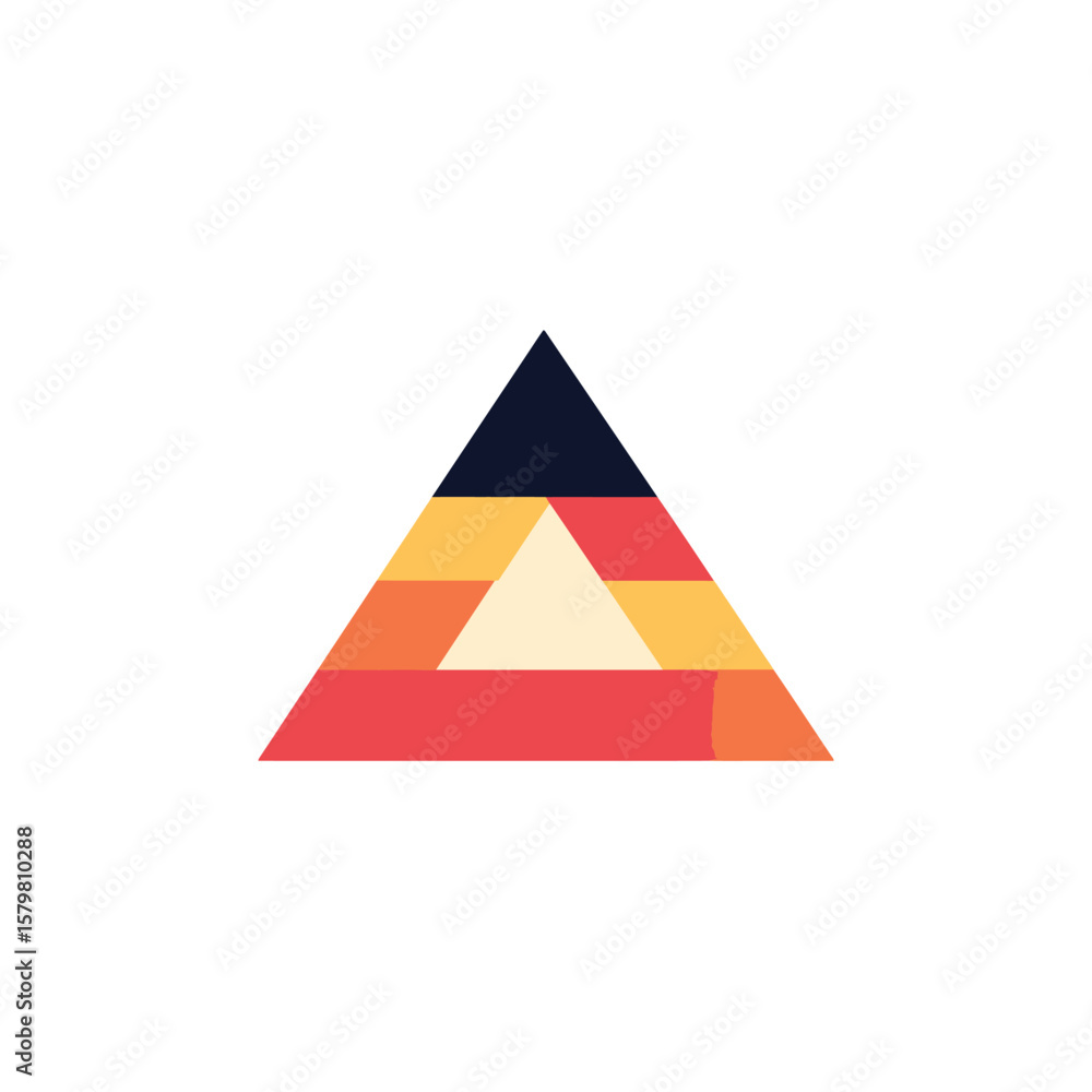 Aufkleber abstract pyramid structure with geometric colorful layers on white background minimalist design