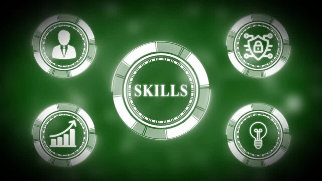 Elegant digital clock animation on a green background with subtle glowing effects.