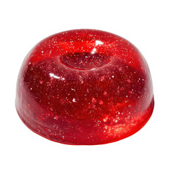 Round, translucent, red candy