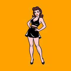 pin up girl illustration vector