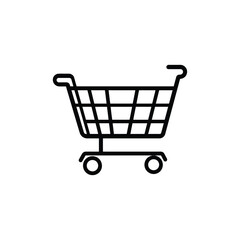 Black and White Line Art Illustration of a Shopping Cart Icon
