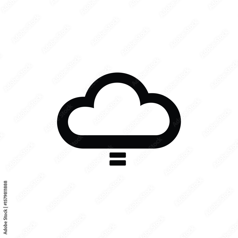 Poster black cloud icon with two lines below on transparent background design