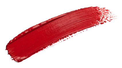 red acrylic brush stroke with textured paint splatter on white background. Ideal for art projects,...