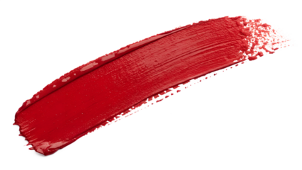 red acrylic brush stroke with textured paint splatter on white background. Ideal for art projects, creative designs, banners, packaging, digital artwork, and isolated paint stroke mockups.
