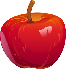 Red apple fruit happy Thanksgiving holiday and harvest symbol. Cartoon vector healthy garden vitamin food, whole, juicy plant with a vibrant ruby skin, sweet flavor and crisp texture, nutritious snack
