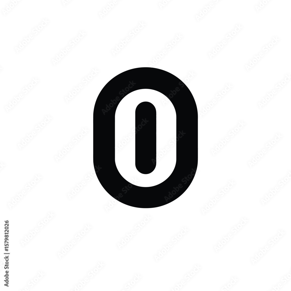 Poster black initial letter o rounded bold font on transparent background design