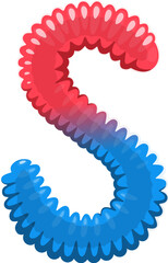 Pastry dessert font type jelly worm candy letter S. Pastry and confectionery English alphabet font sign, sweet vector type letter. Dessert kids ABC element or bakery typeset symbol