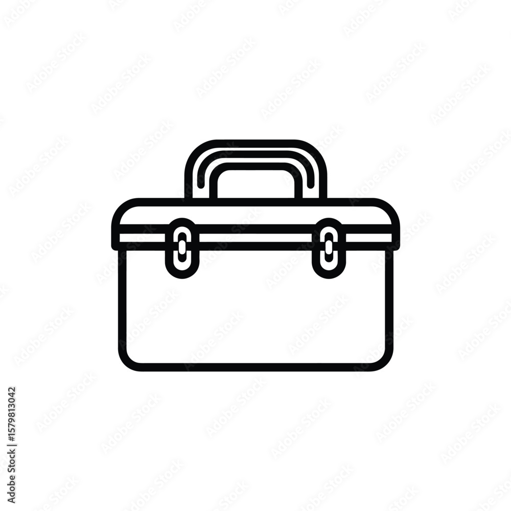 Poster black outline tool box container with transparent background minimalist design