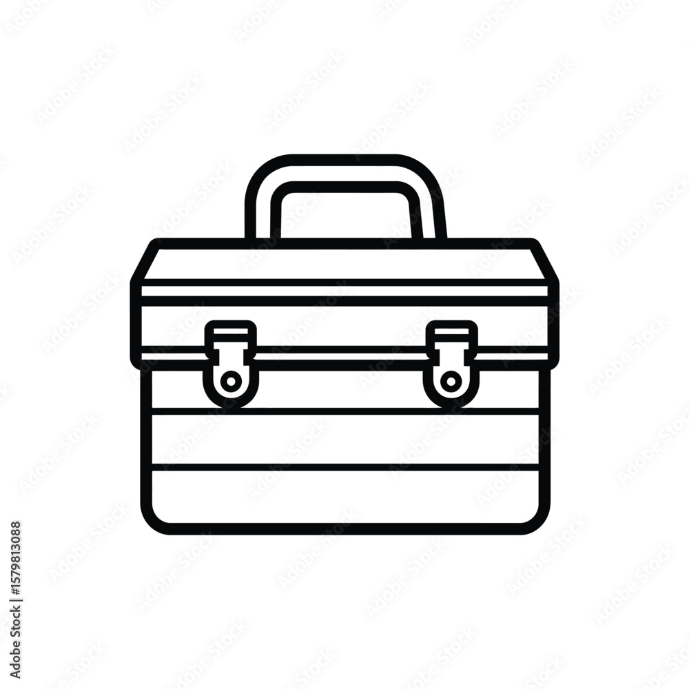 Poster black outline toolbox icon with handle, clasps on a transparent background