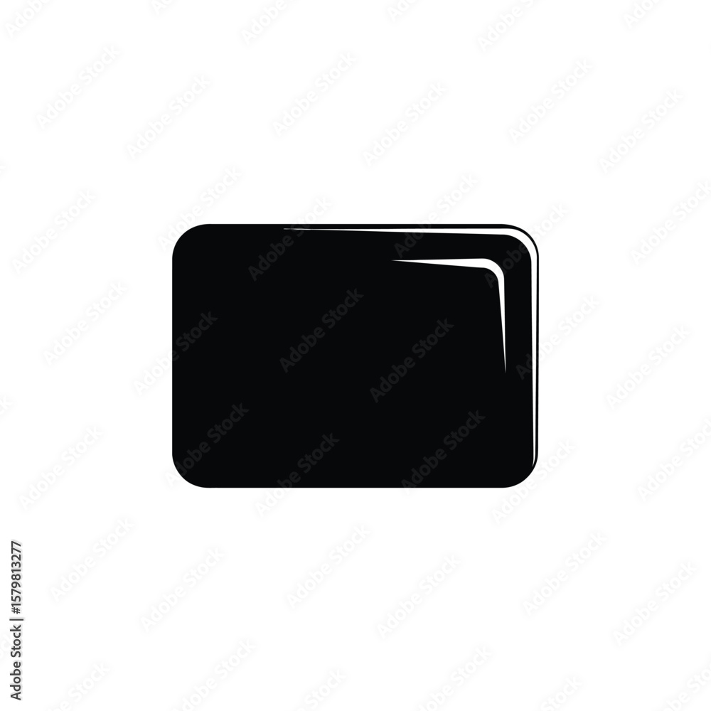 Poster black rectangle with rounded corners and white reflection on a white background