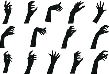 Stylish Female Hand Vector Set – Graceful, Gesture, Feminine, Pose, Silhouette, Beauty, Fingers, Art, Illustration, Expression

