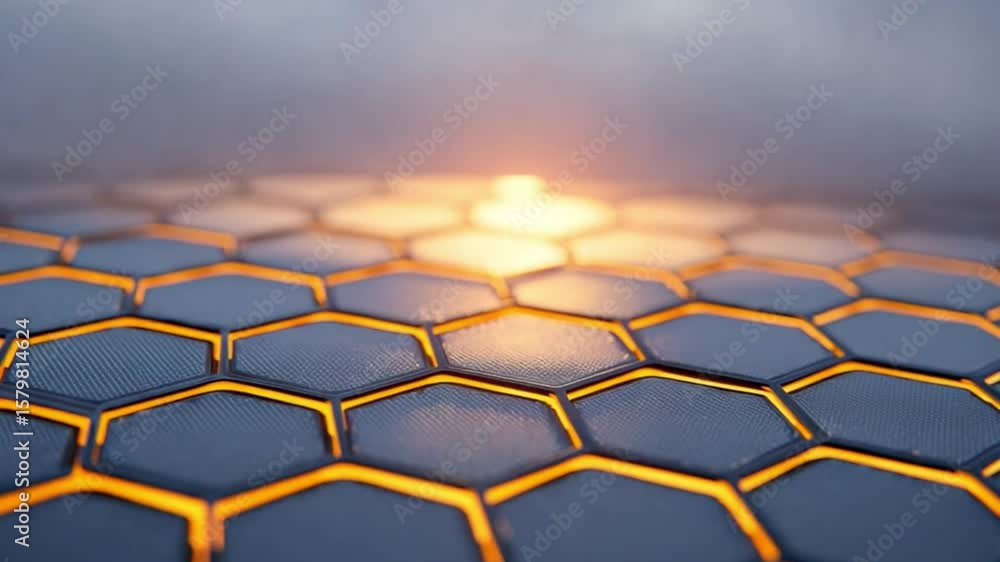 Aufkleber illuminating hexagons: an abstract and visually striking composition features a network of glowing h