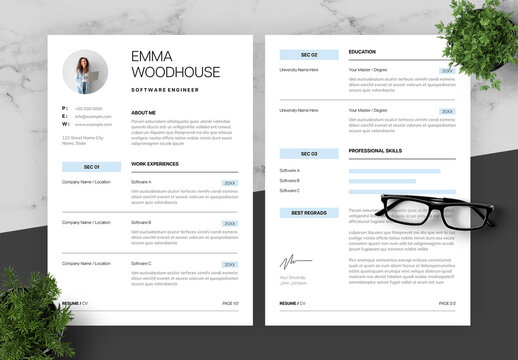 Blue And Black Resume And Cover Letter
