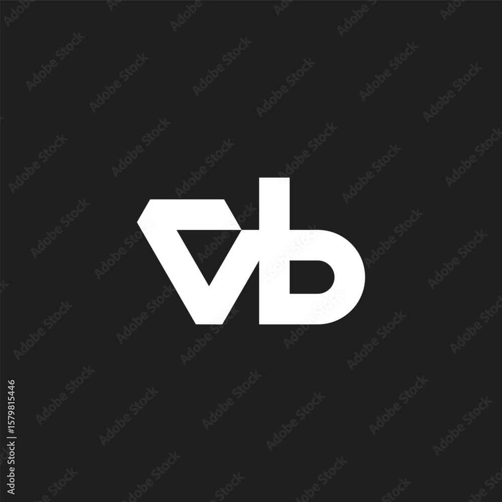 Fototapete letter vb linked simple lines geometric logo vector