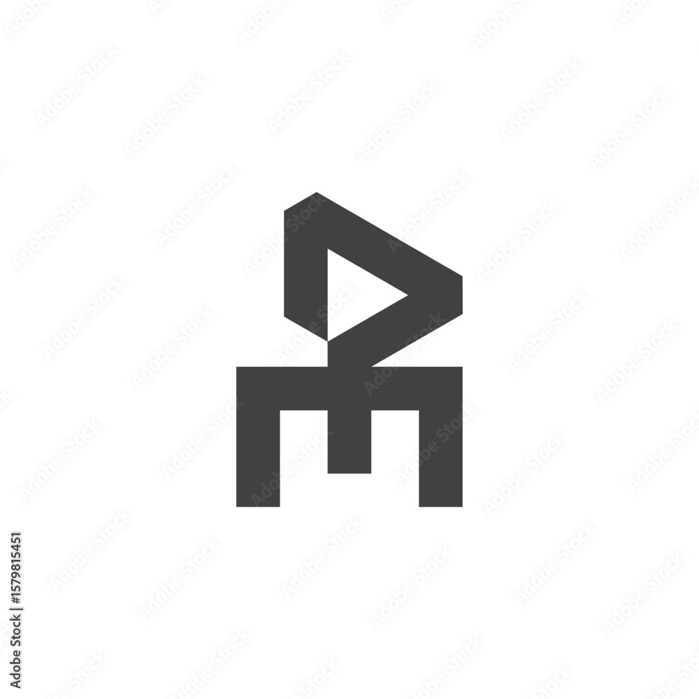 Fototapete letter pm simple linked geometric line triangle logo vector