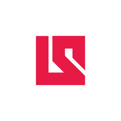 letter ls simple squares geometric red logo vector